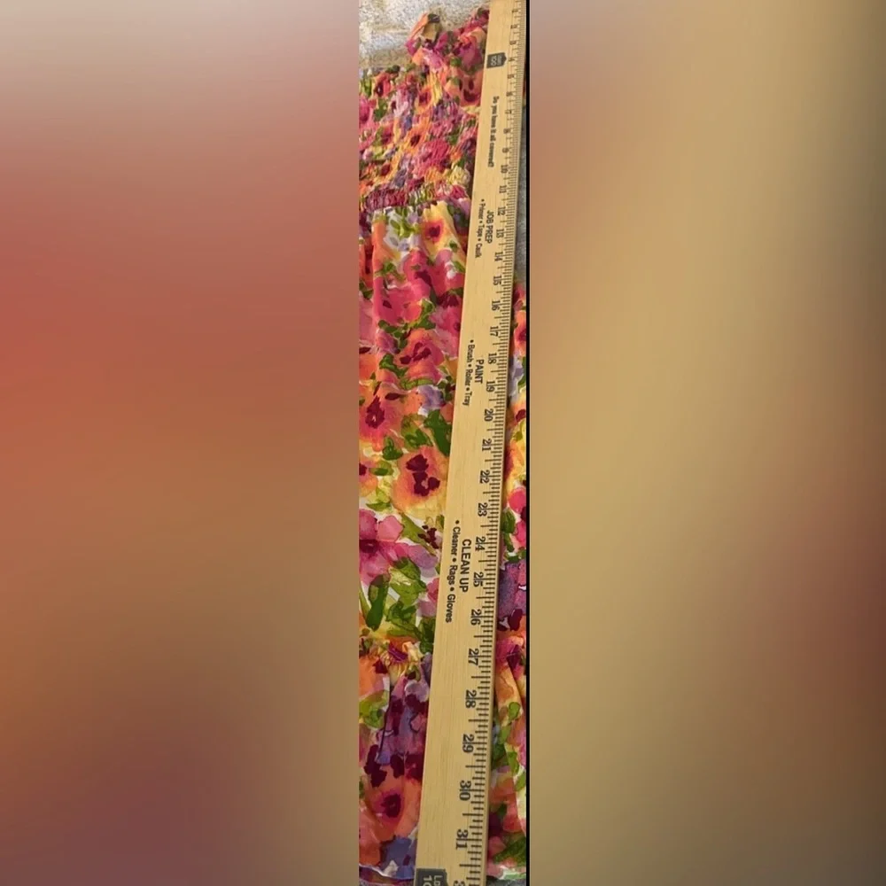 The Childrens Place Off Shoulder Short Sleeve Dress Pink & Yellow Floral 10/12 - Picture 10 of 16